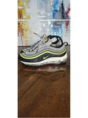 Nike Air Max 97 Shoes Youth Size 6Y Gray Black Neon Sneakers 921522-030